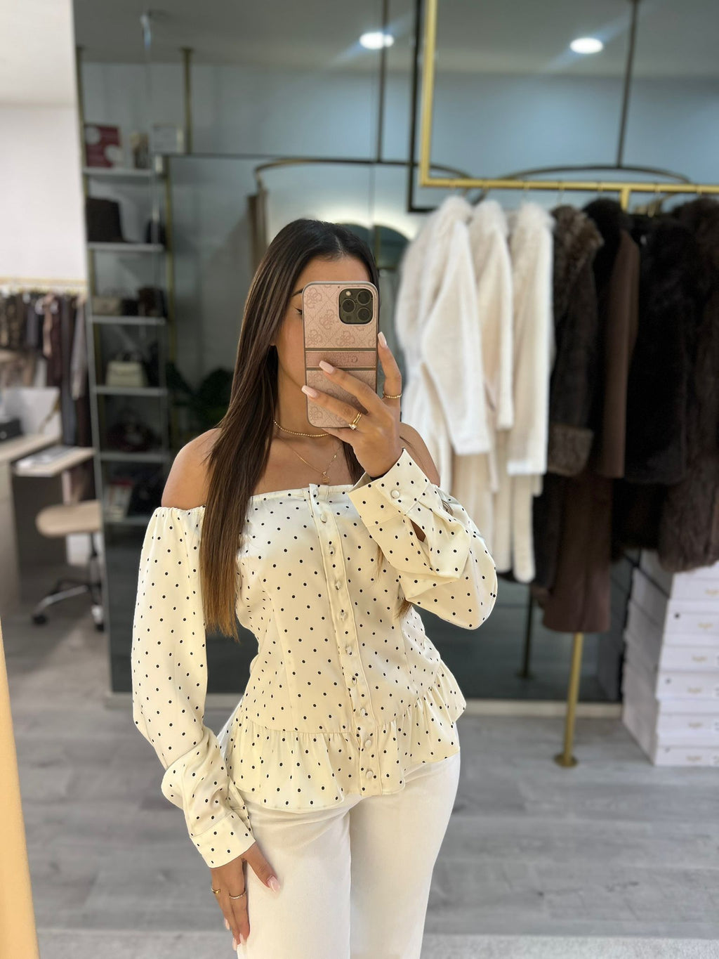 Top Acetinado Bolinhas – Golden Days Paris