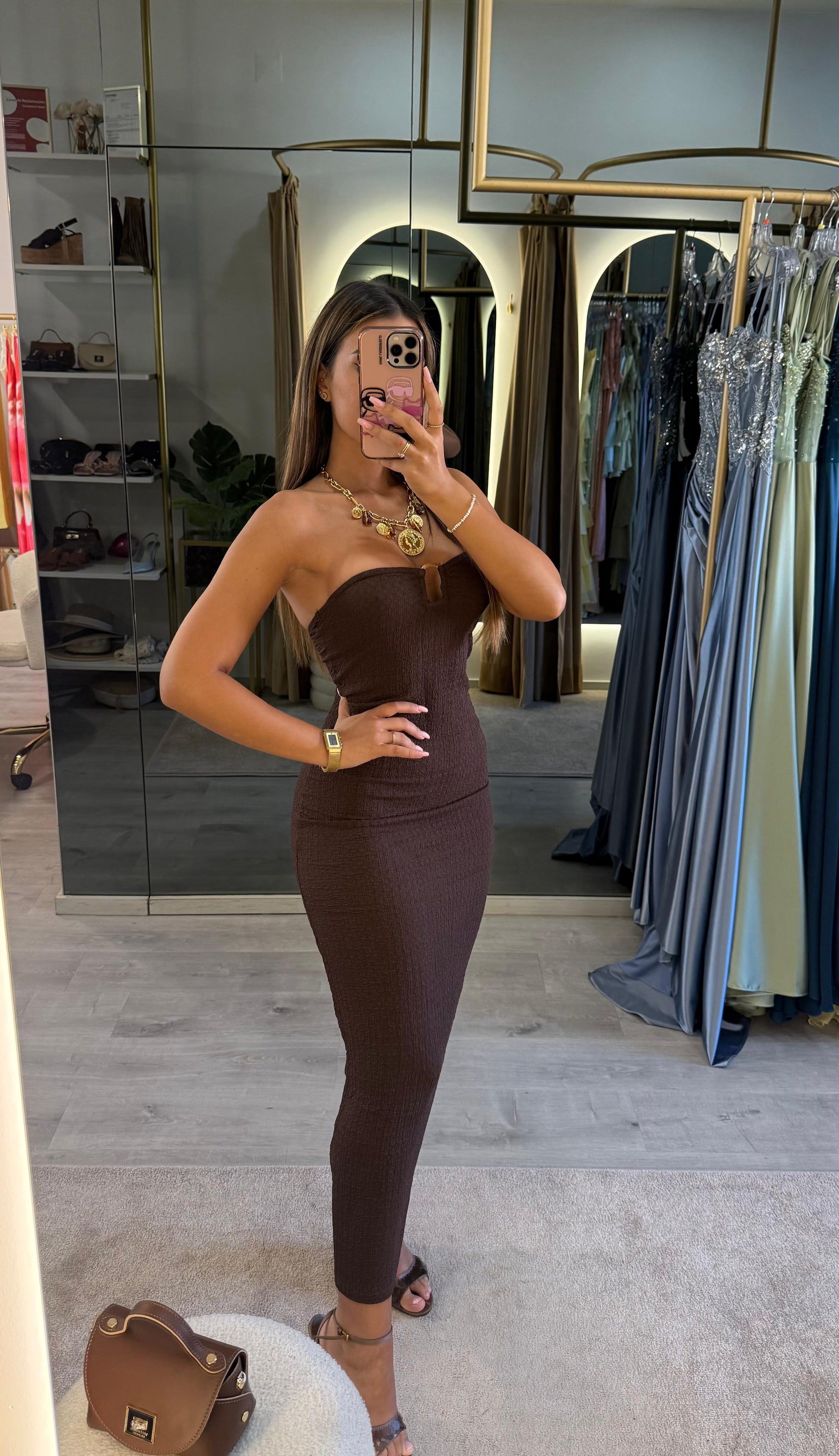 Vestido Chocolate Gold