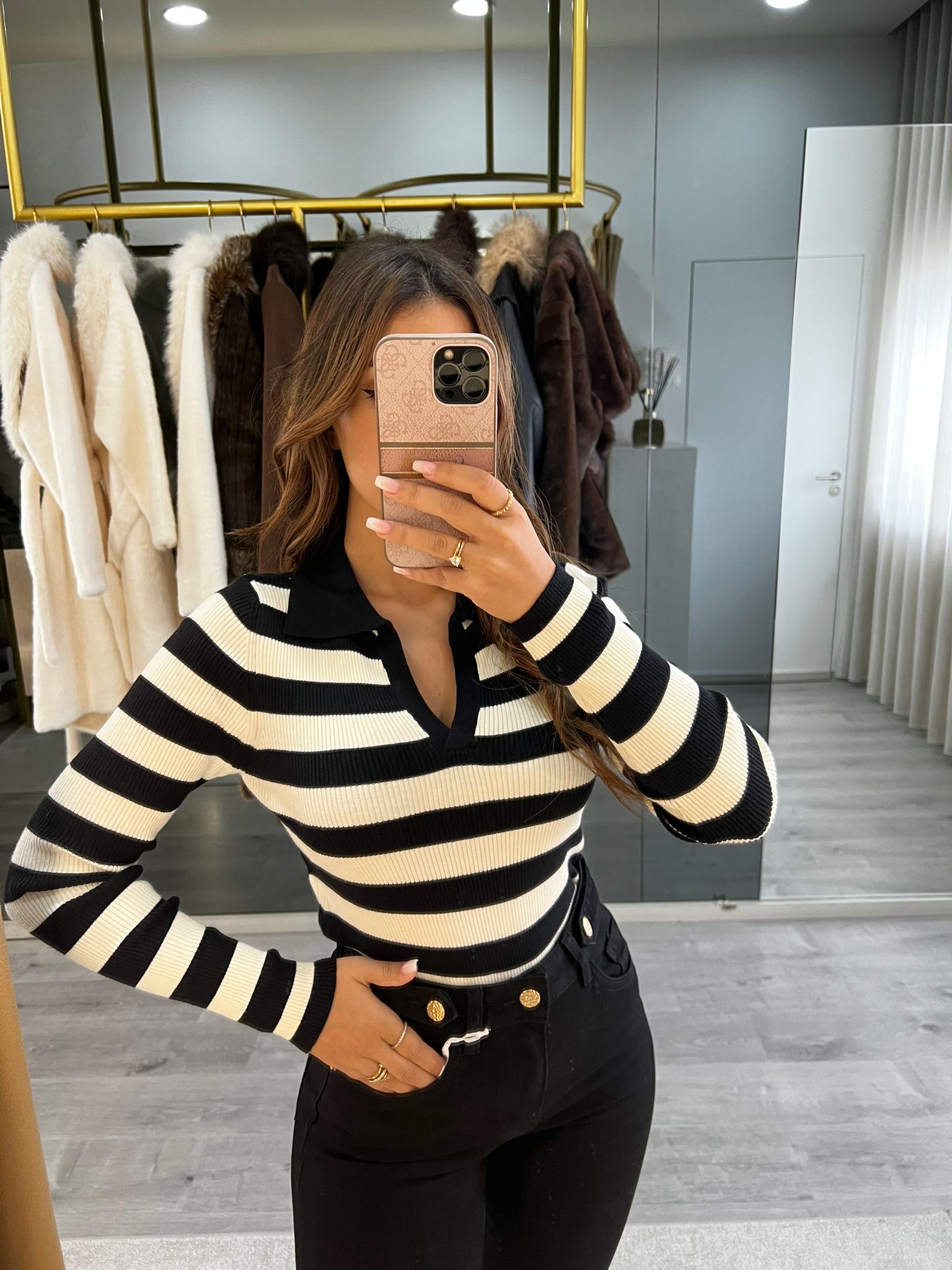 Camisola Cropped às Riscas