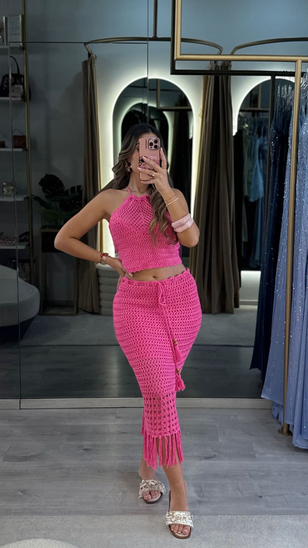 Conjunto Rosé Crochet