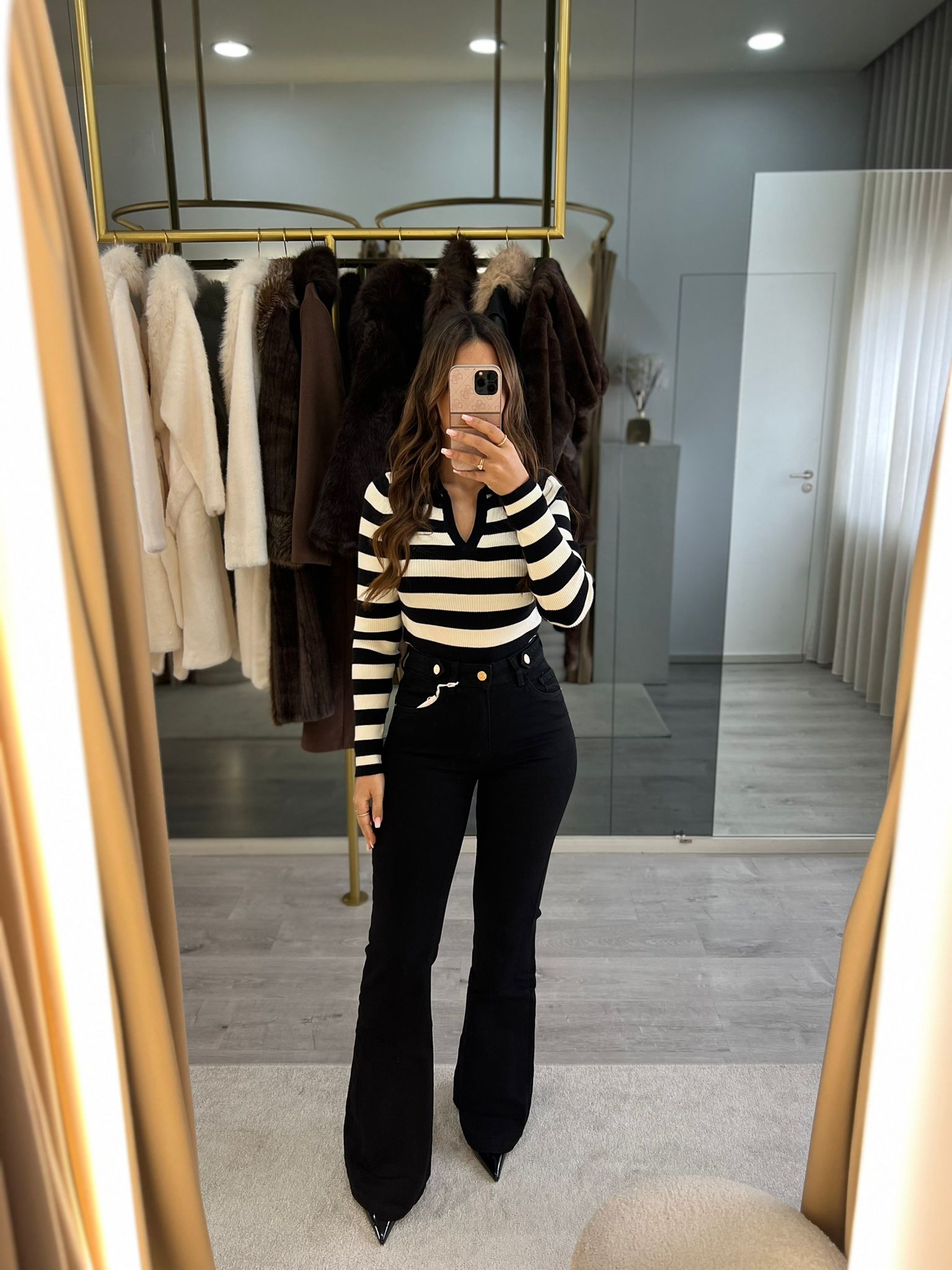 Camisola Cropped às Riscas