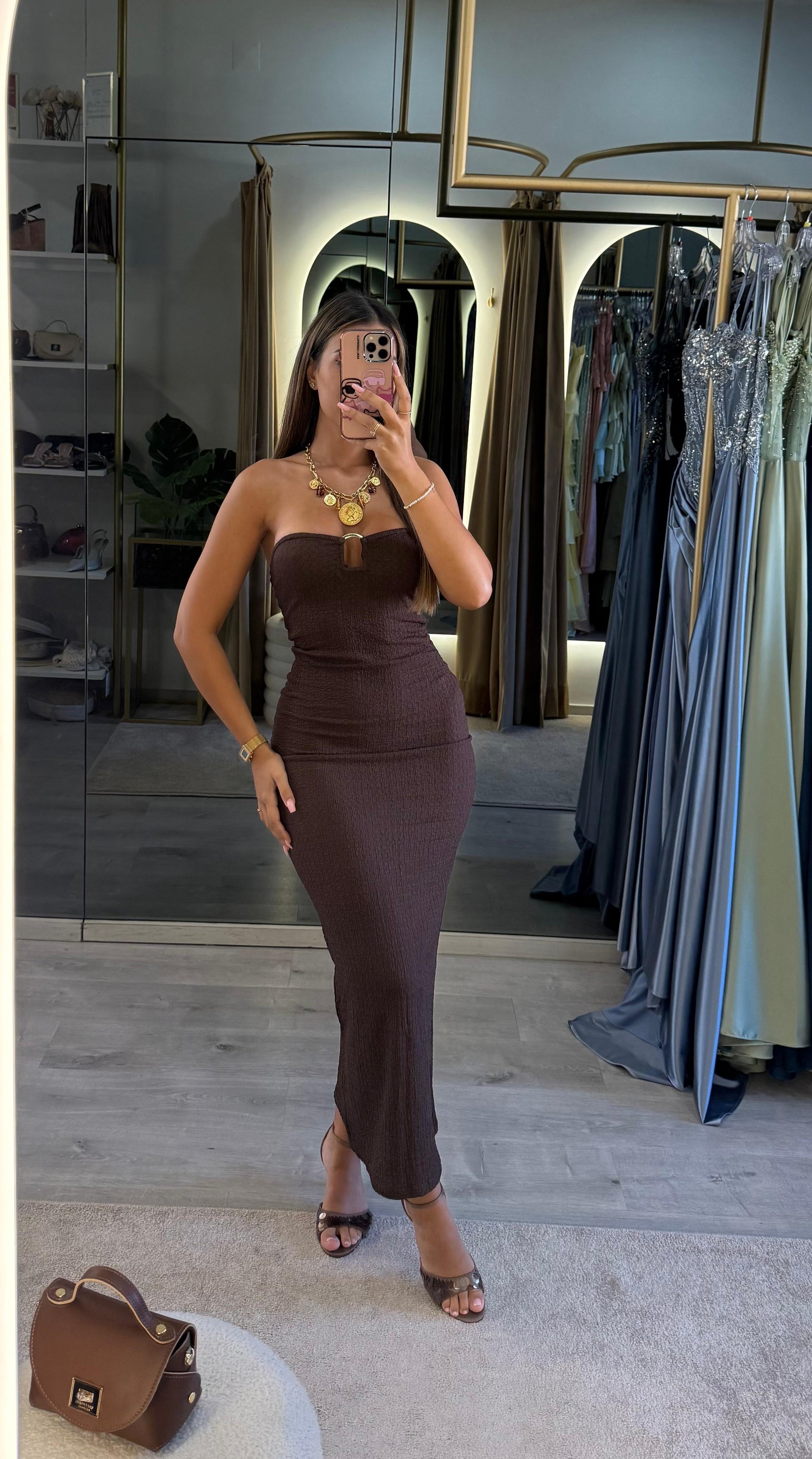 Vestido Chocolate Gold