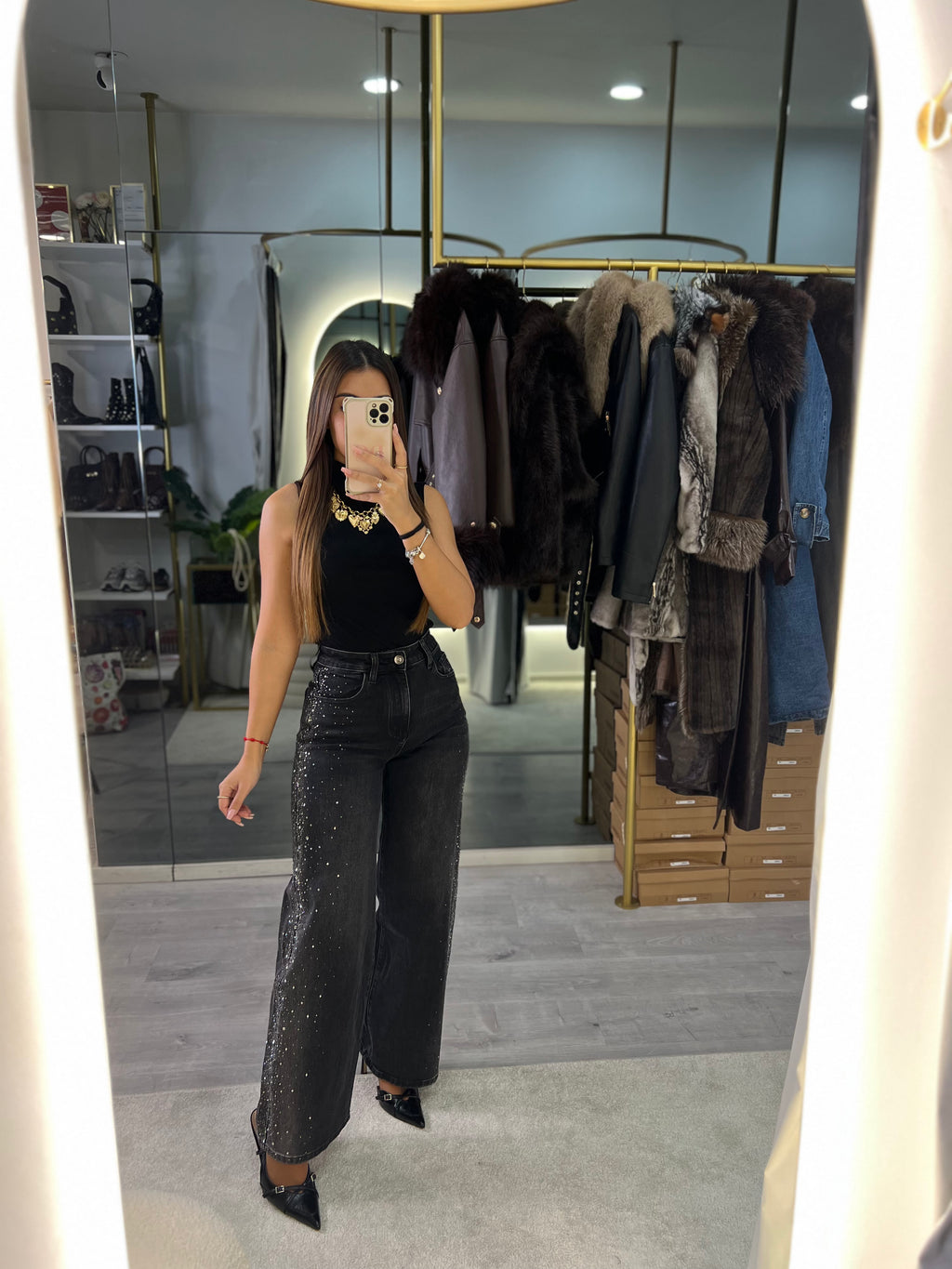 Wide Leg Shine Black