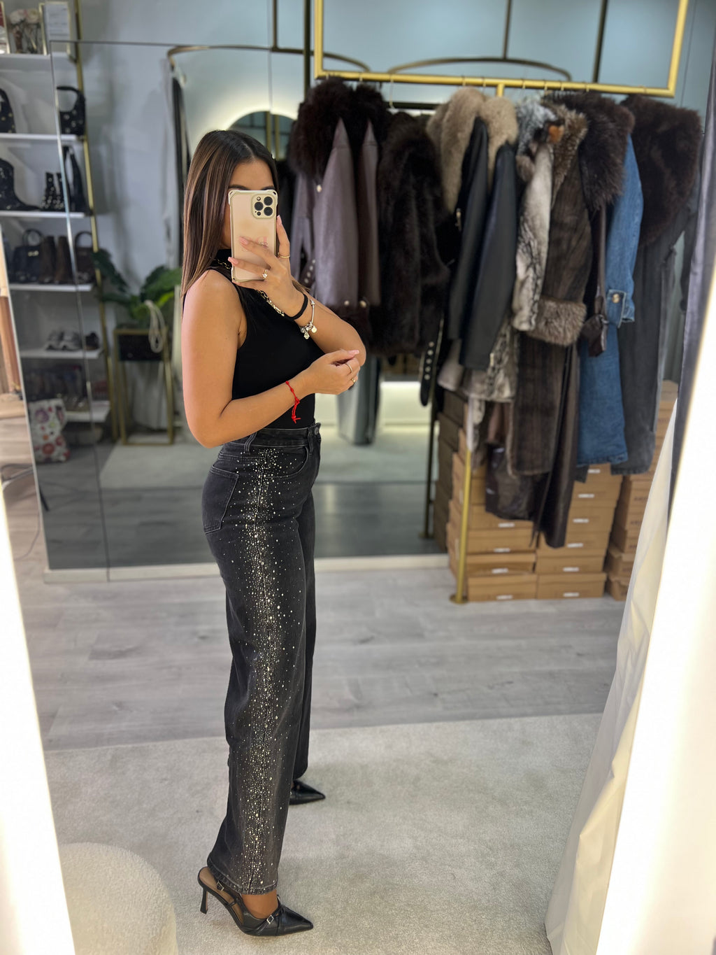 Wide Leg Shine Black