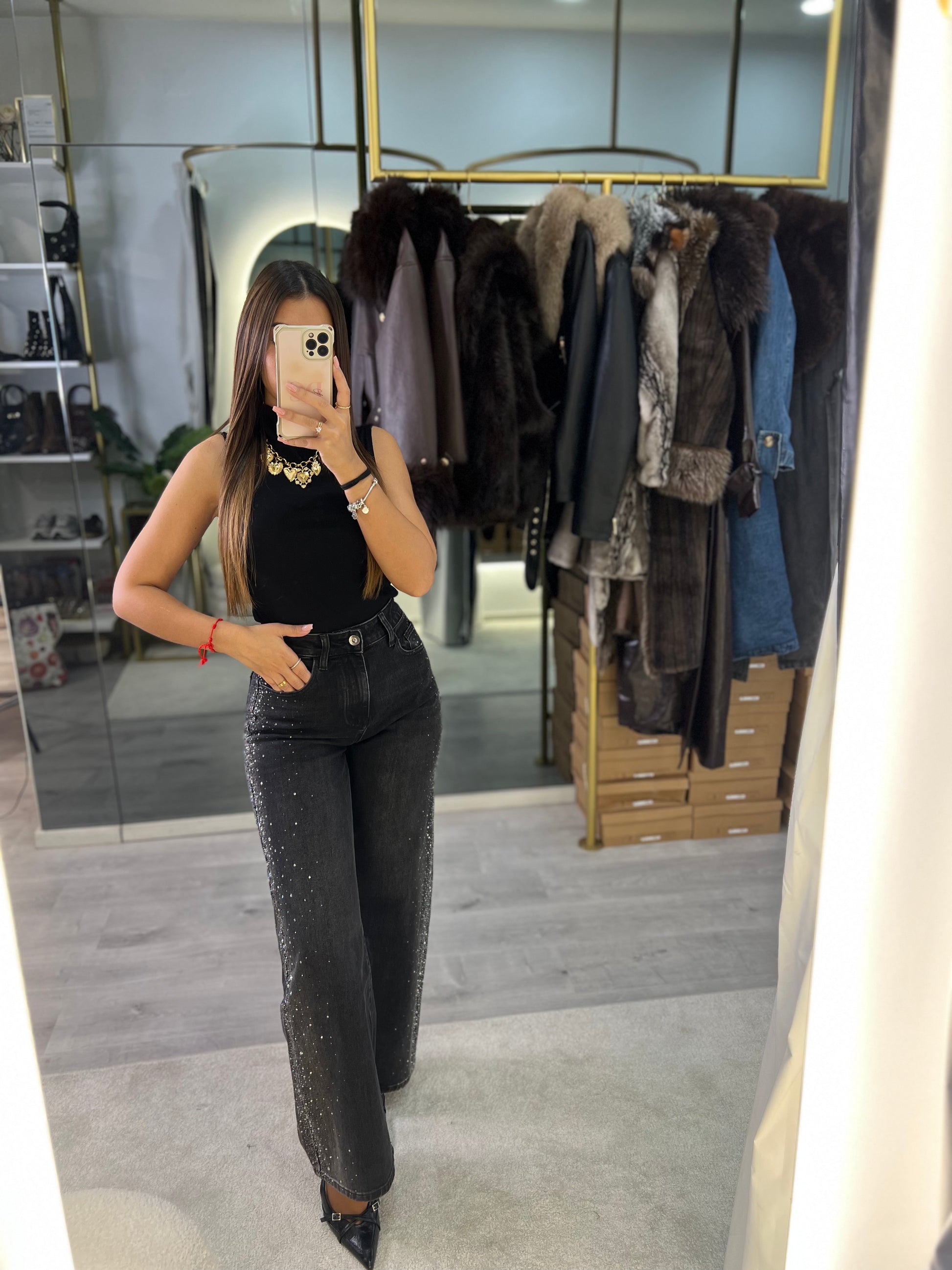 Wide Leg Shine Black