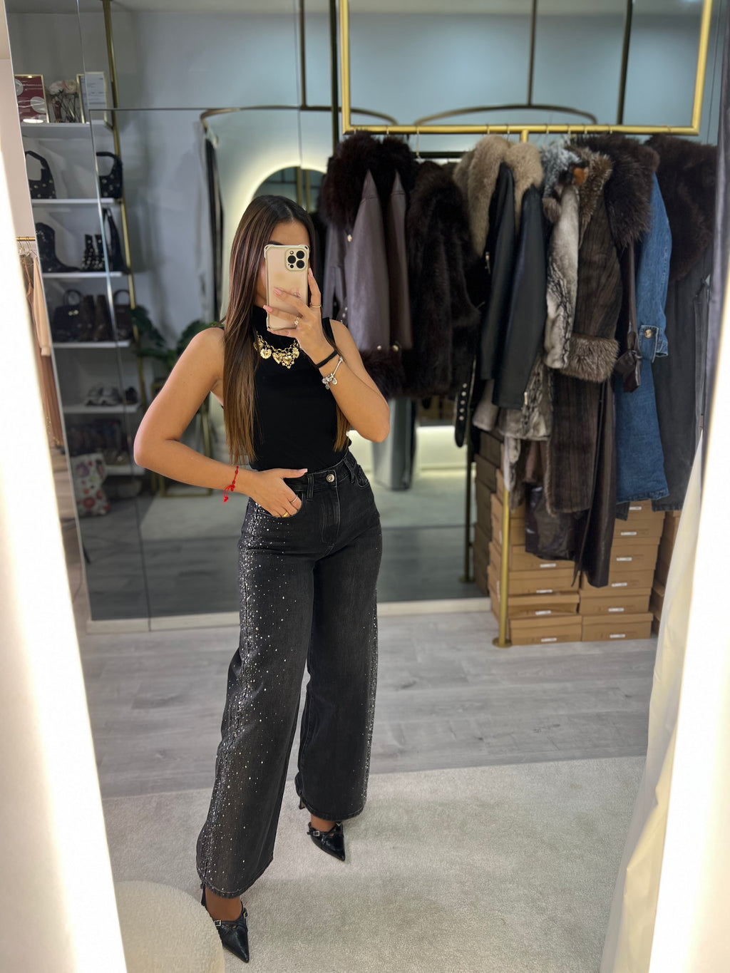 Wide Leg Shine Black