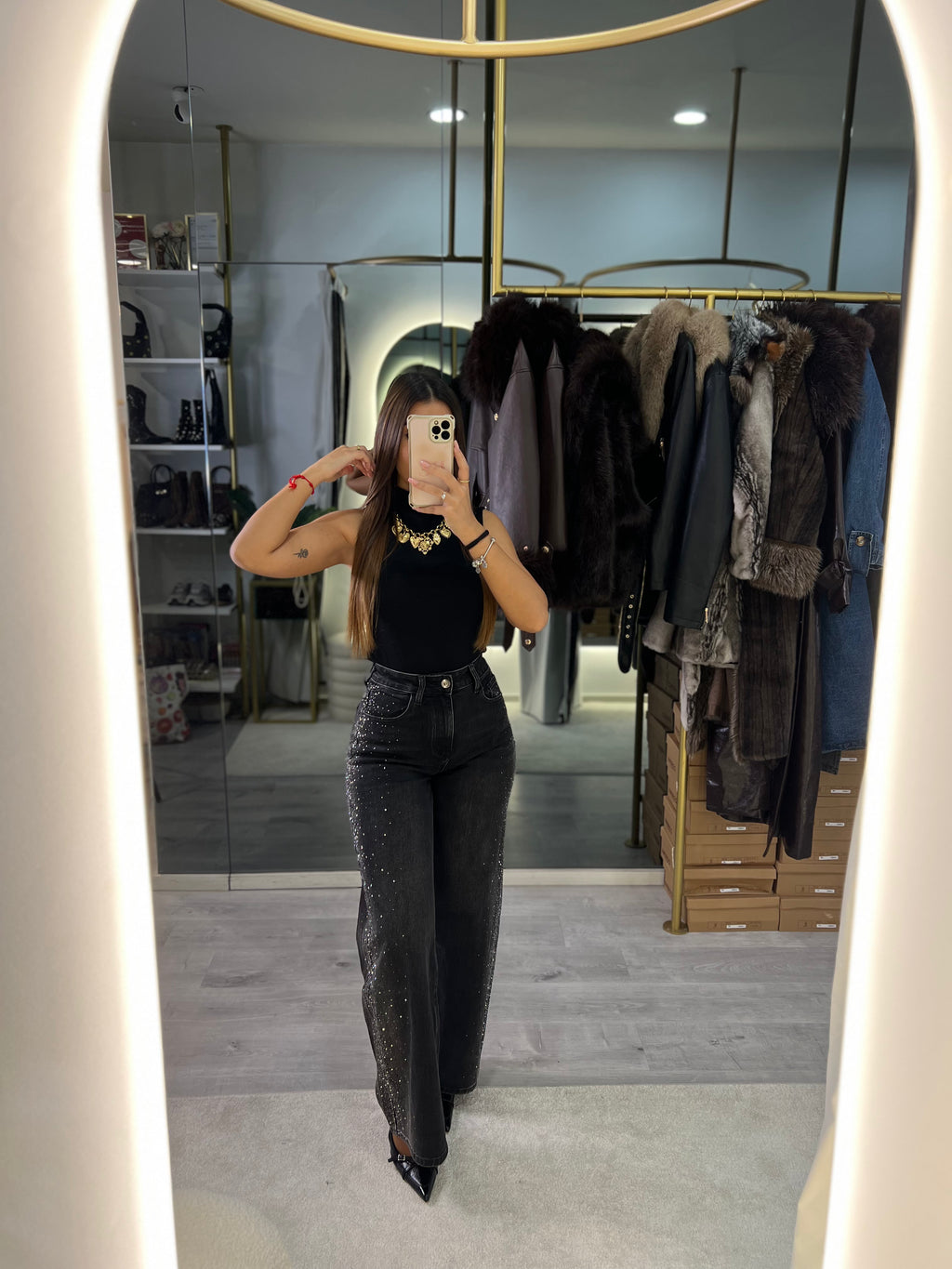 Wide Leg Shine Black