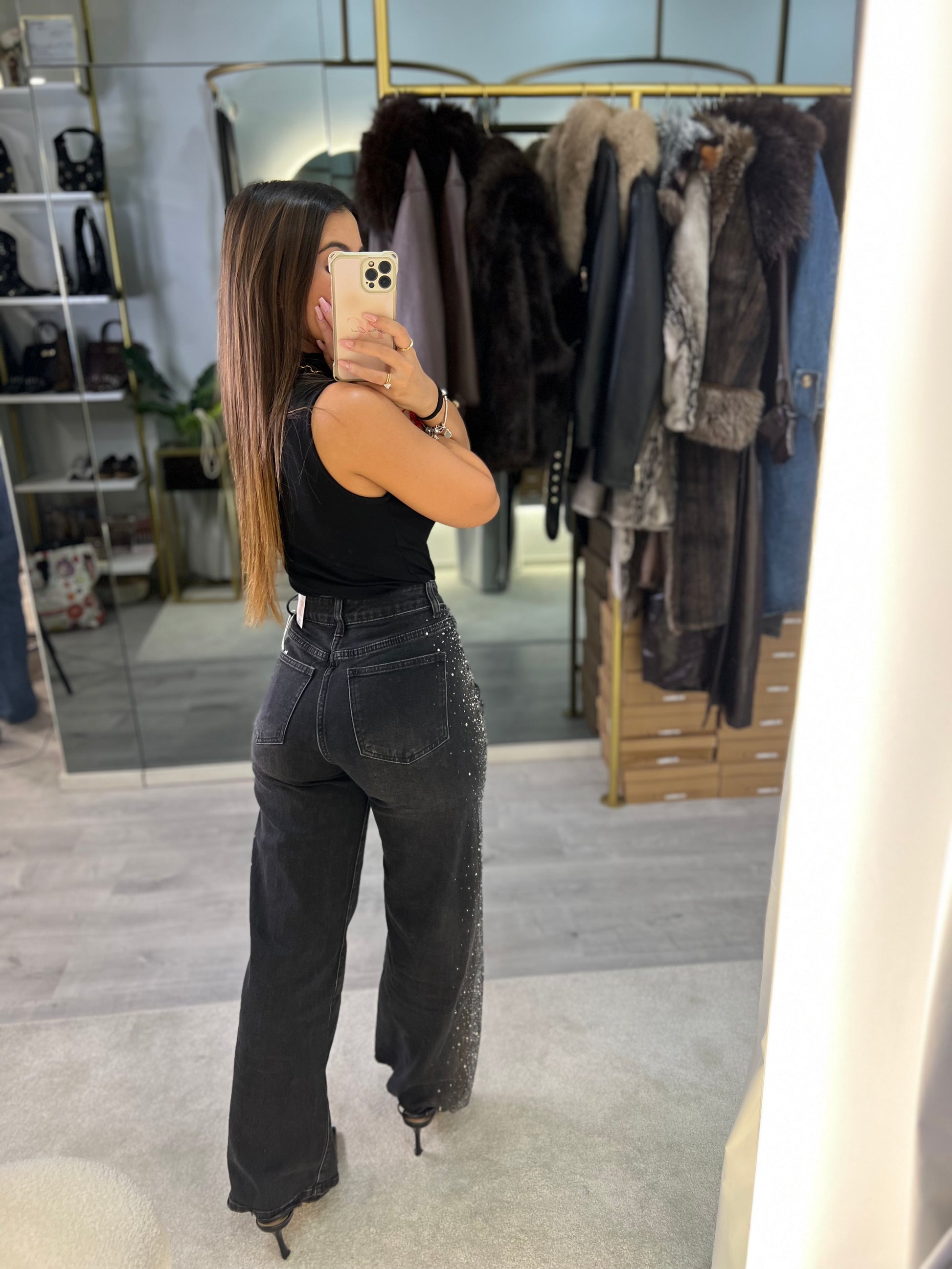 Wide Leg Shine Black