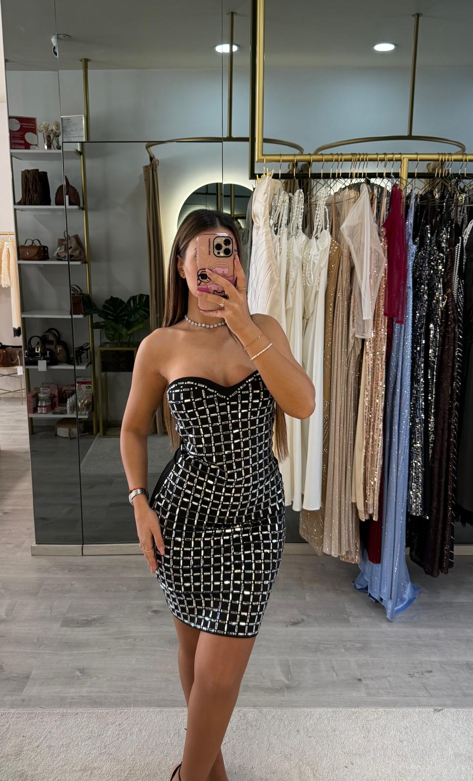 Vestido Crystal Grid