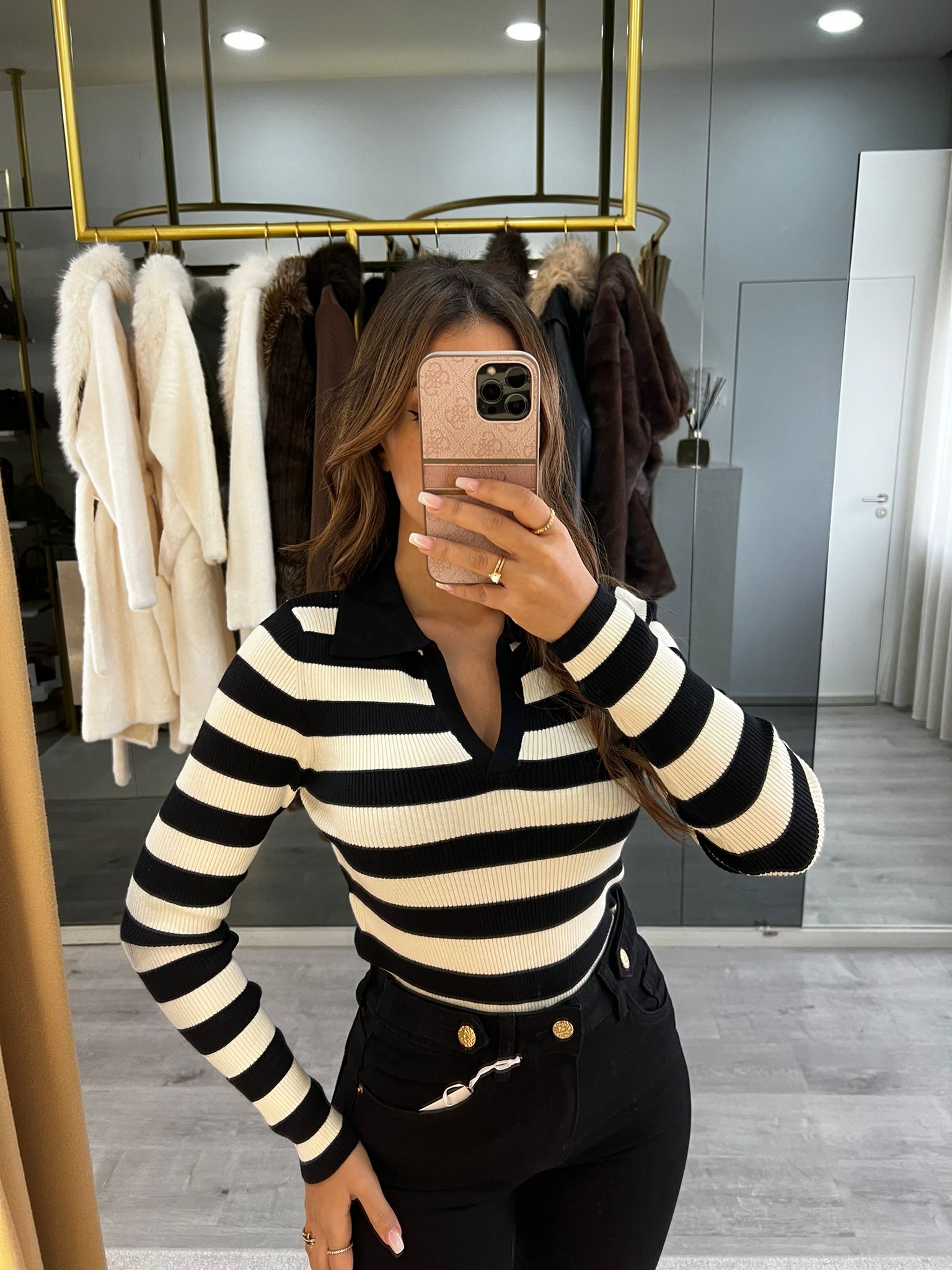 Camisola Cropped às Riscas